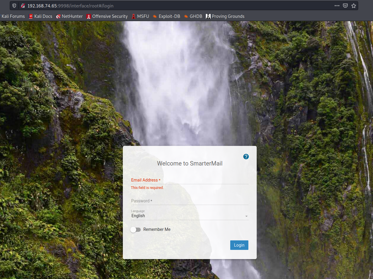 SmarterMail Login Frontpage