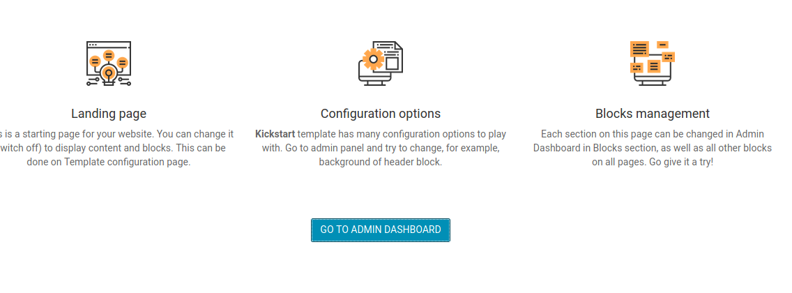 Admin Dashboard Link on the frontpage